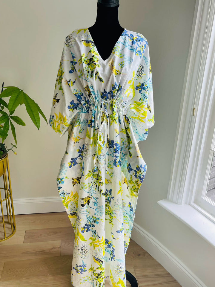 Hand Bloc-Print Cotton Kaftan