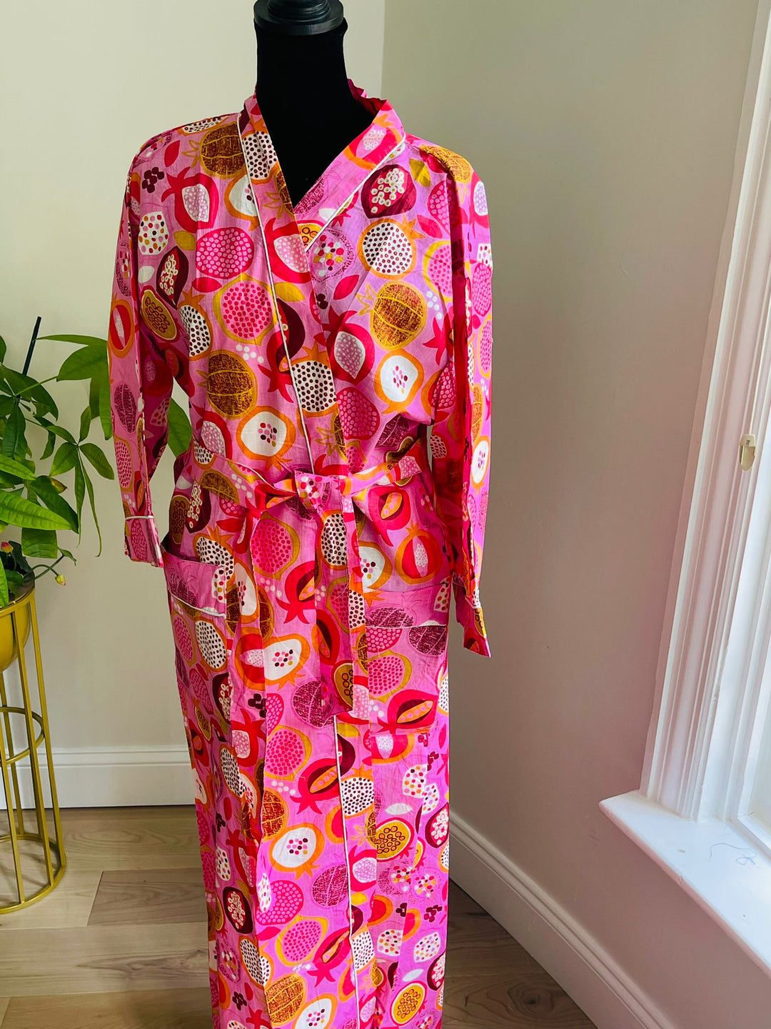 Luxurious Cotton Kimono Robe - Block Print Design