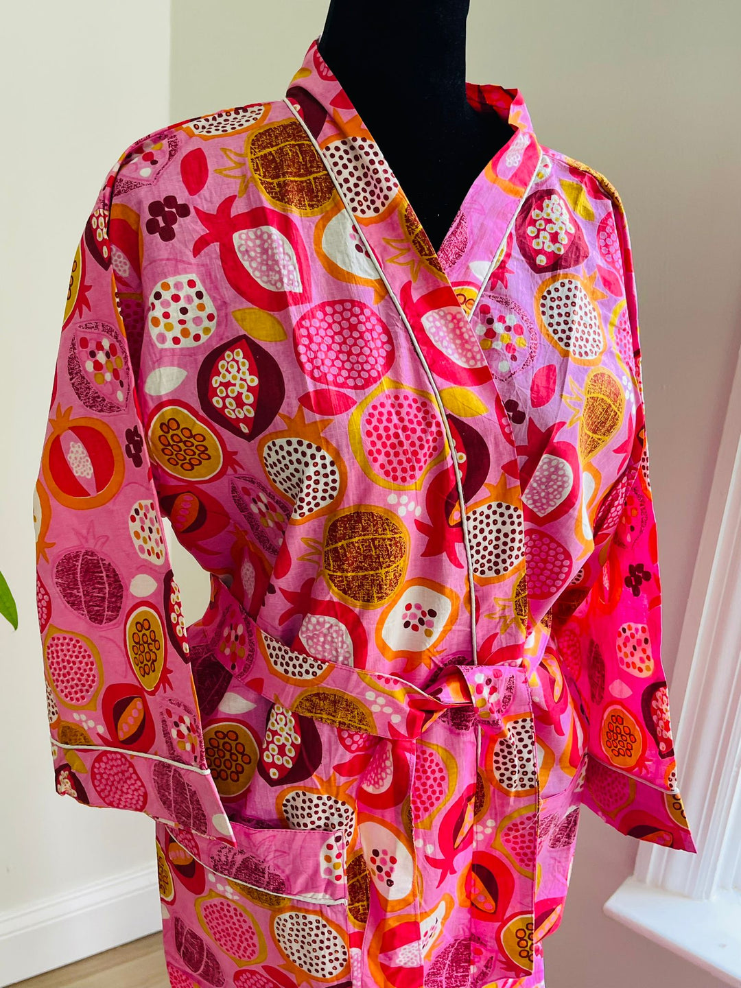 Luxurious Cotton Kimono Robe - Block Print Design