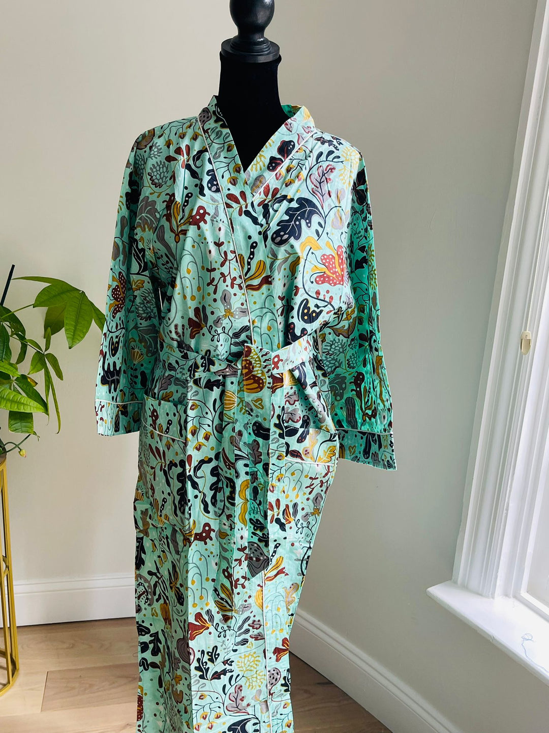 Luxurious Cotton Kimono Robe - Block Print Design