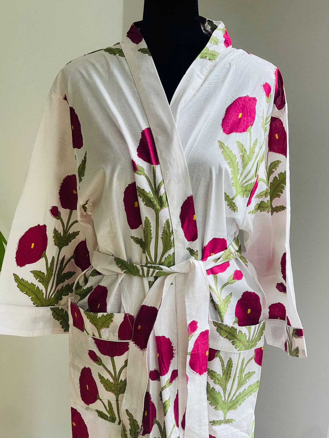 Luxurious Cotton Kimono Robe - Block Print Design