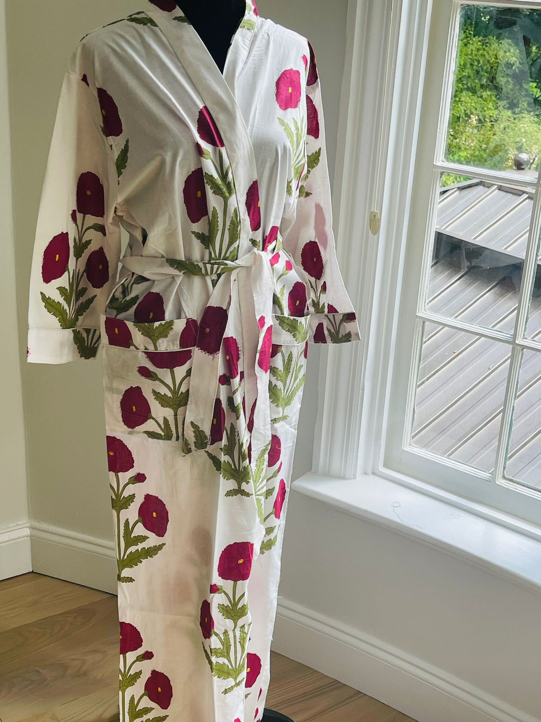 Luxurious Cotton Kimono Robe - Block Print Design