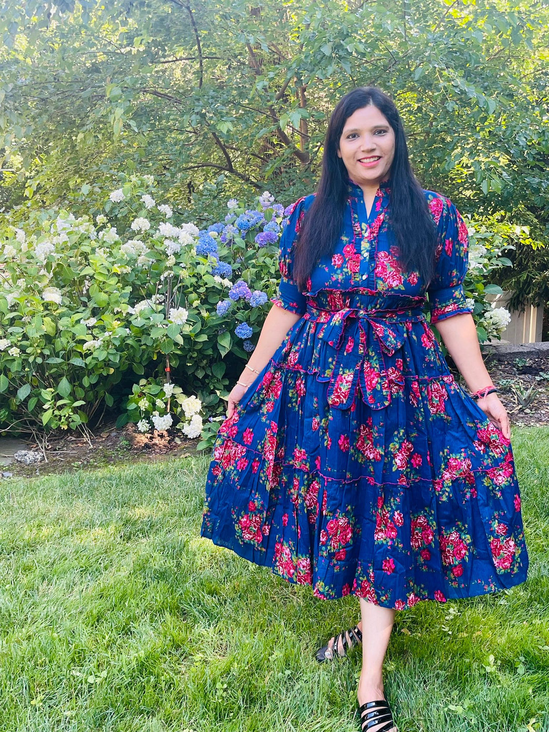 Midnight Bloom Midi Dress
