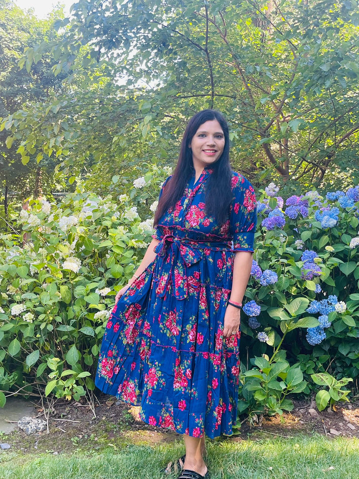 Midnight Bloom Midi Dress