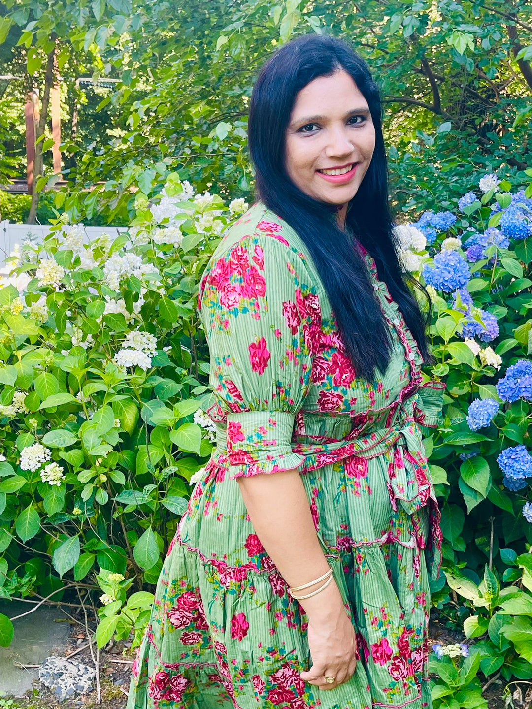 Olive Bloom Midi Dress