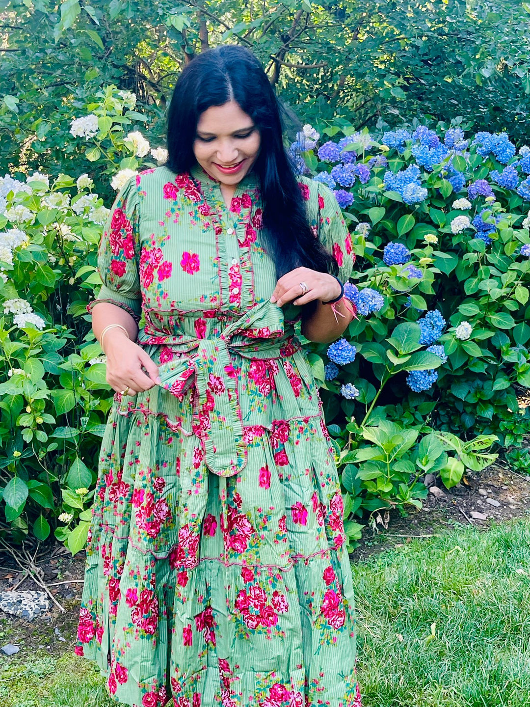 Olive Bloom Midi Dress