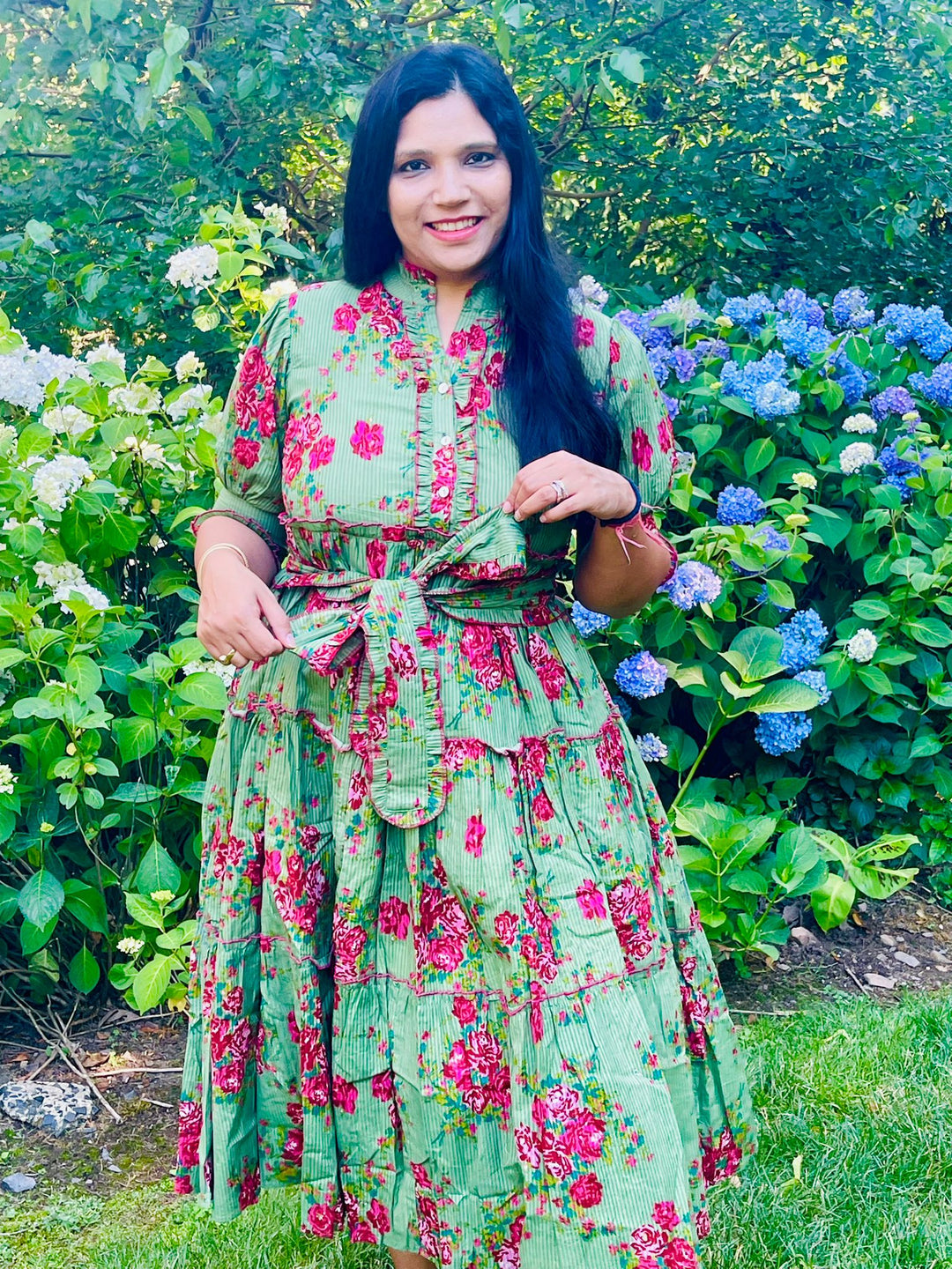 Olive Bloom Midi Dress