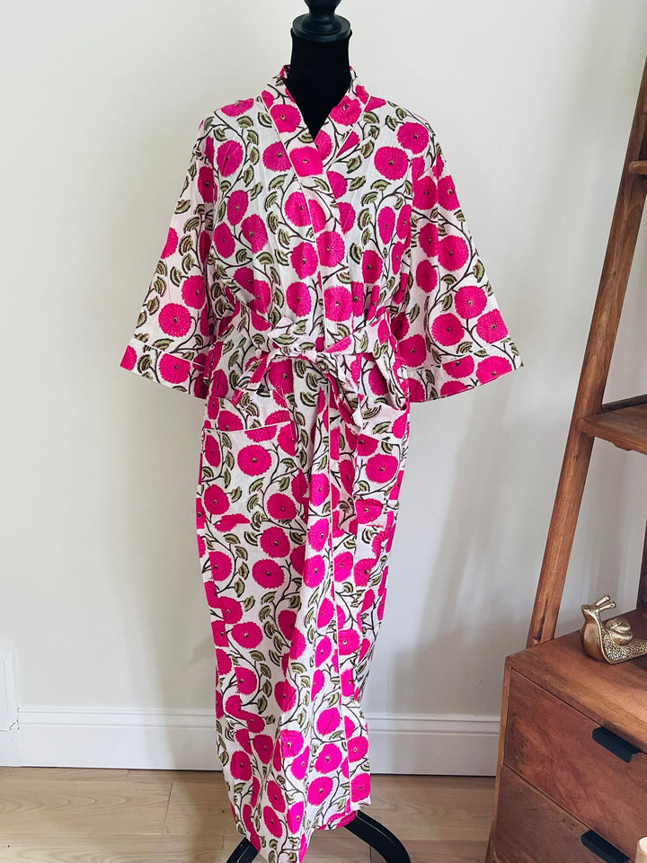 Hand Block Print Cotton Kimono Robe