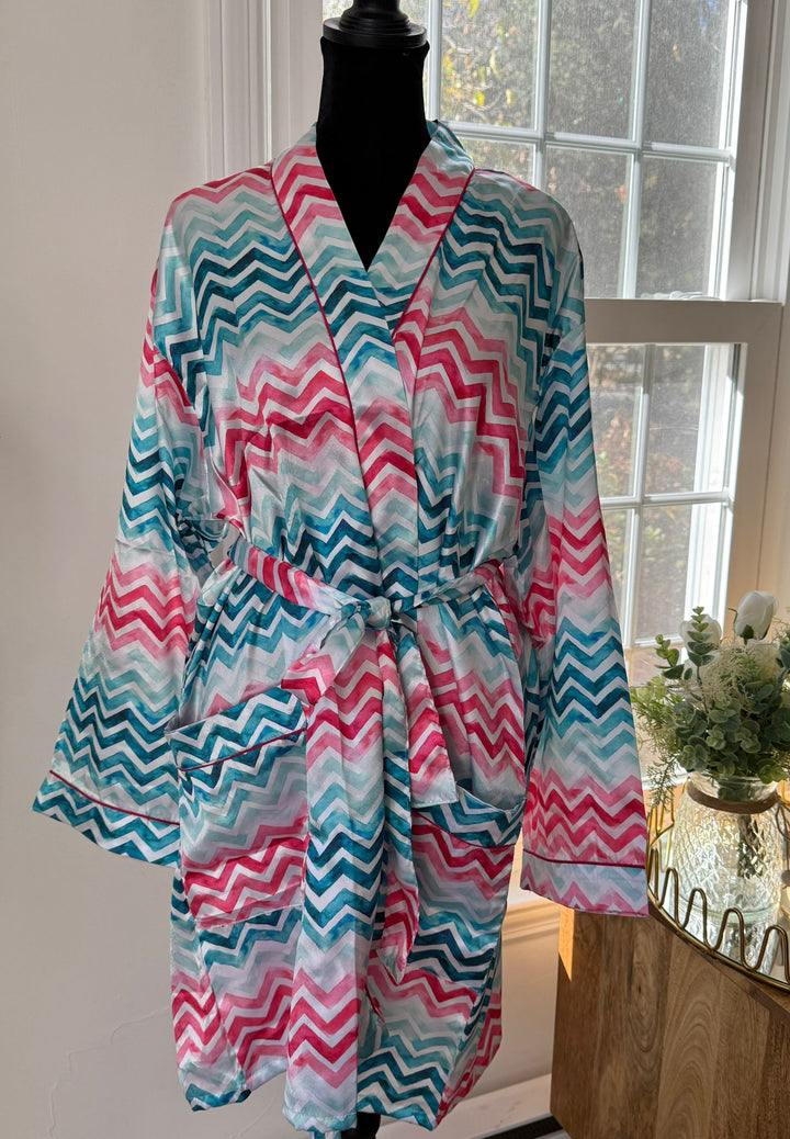 Multi Color Mini Satin Silk Bath Robe