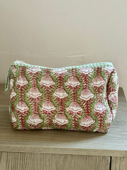 Green Block Printed Toiletry Bag - Set of 3 