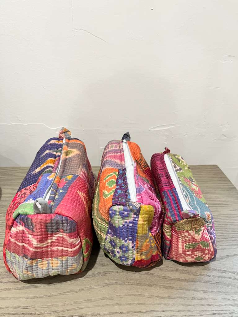 Golden Patchwork Toiletry Bag - Set of 3 