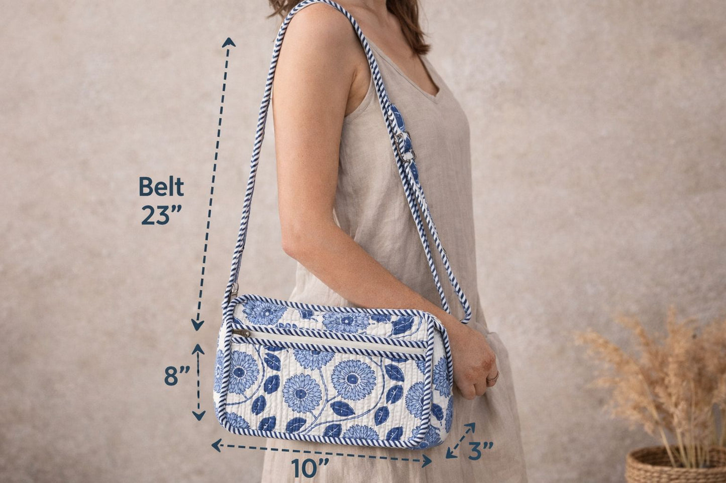 BLUE FLORAL SLING BAG