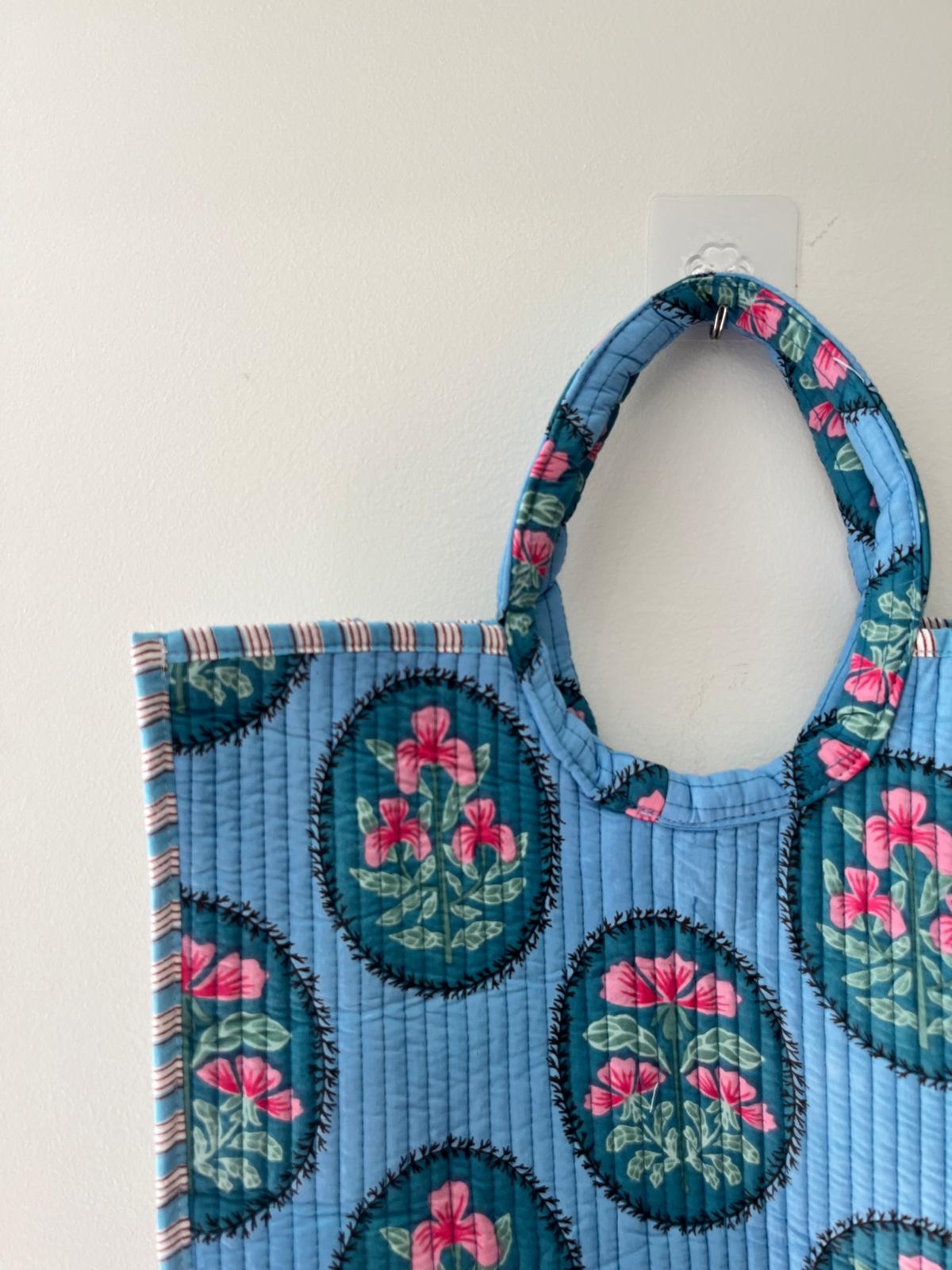 Sky Blue Floral Moon Bag