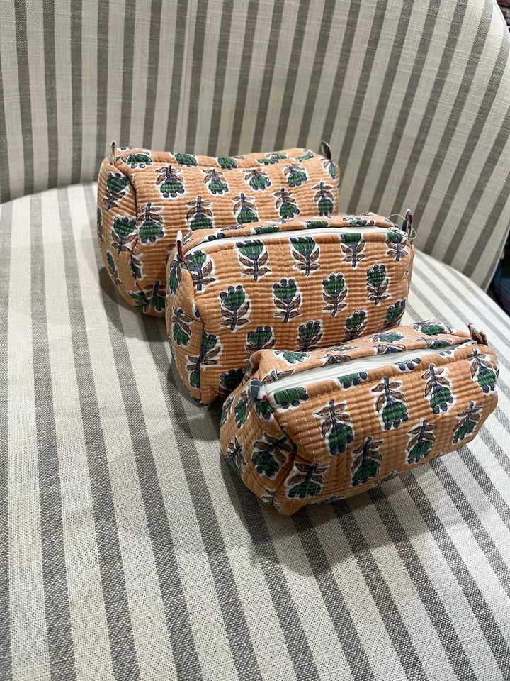 Block Printed Toiletry Bag - Set of 3