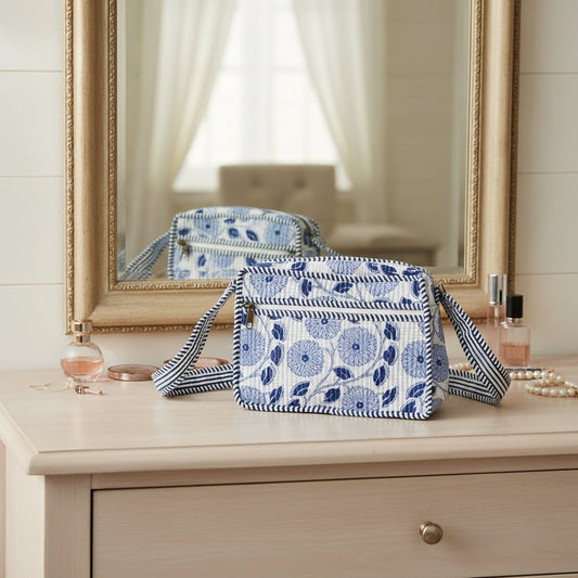 BLUE FLORAL SLING BAG