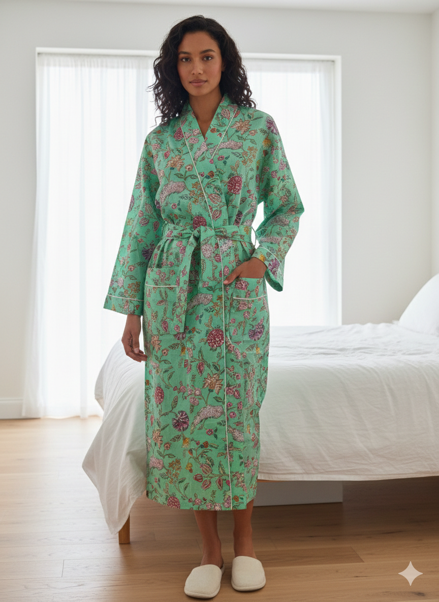 Block Printed Cotton Robe