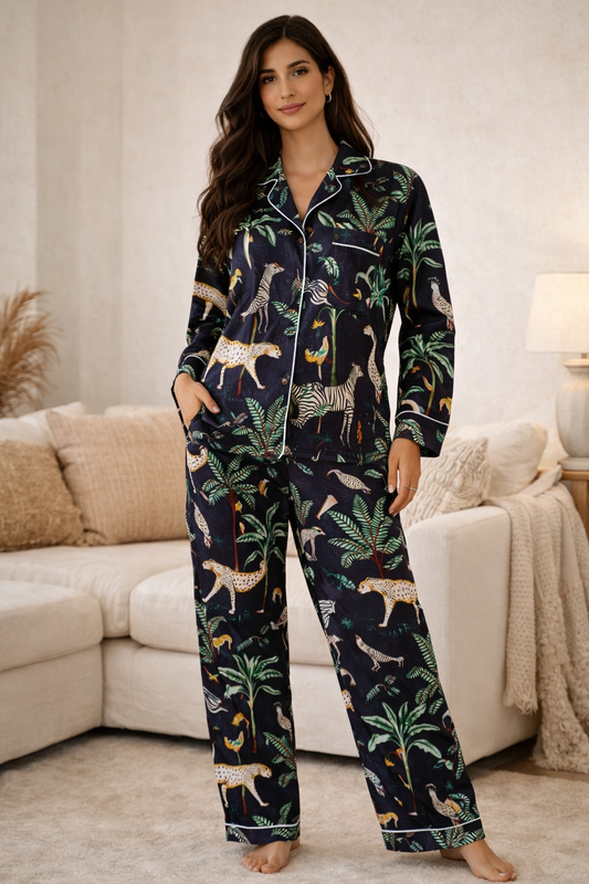 Roar-Some Black Long PJ Set