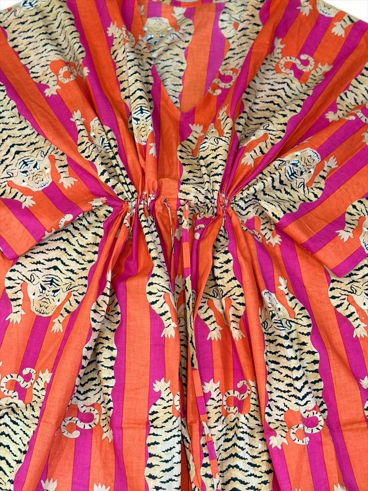 Hand-Block Tiger Printed Cotton Kaftan