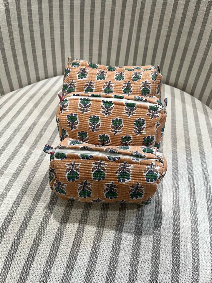 Block Printed Toiletry Bag - Set of 3