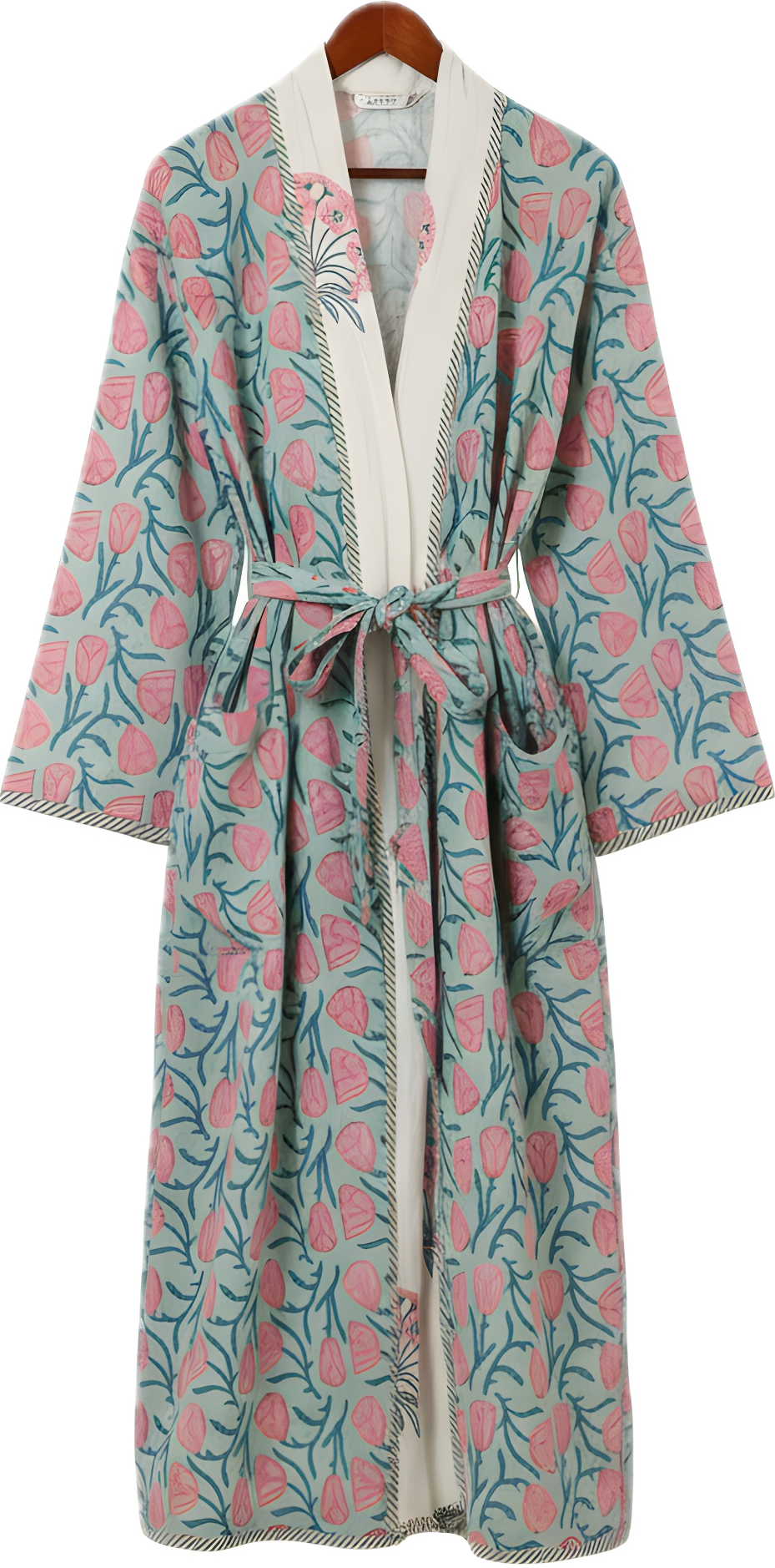 Green Vintage Block Print Robe