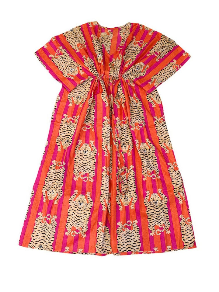 Hand-Block Tiger Printed Cotton Kaftan