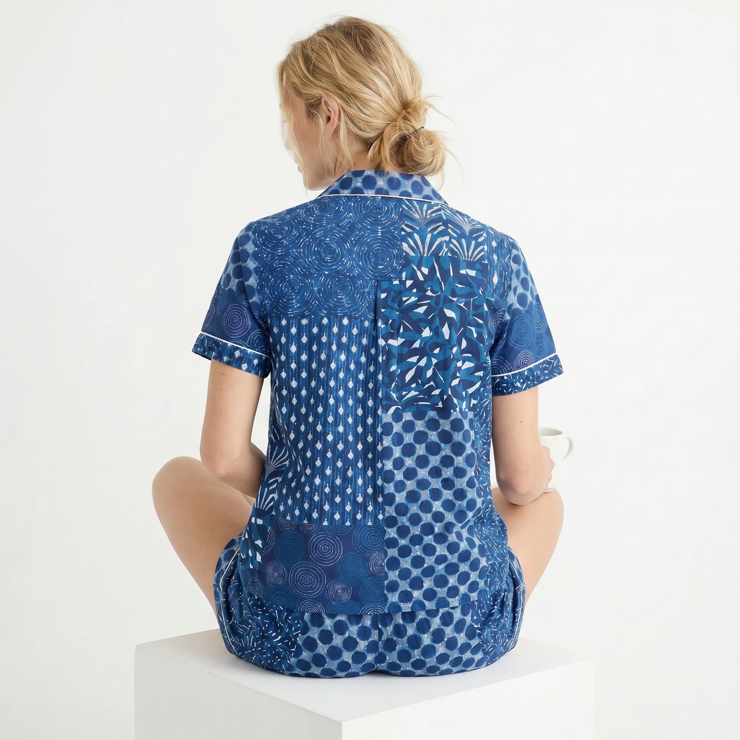 Blue Jaipuri Block Print Short PJ sets