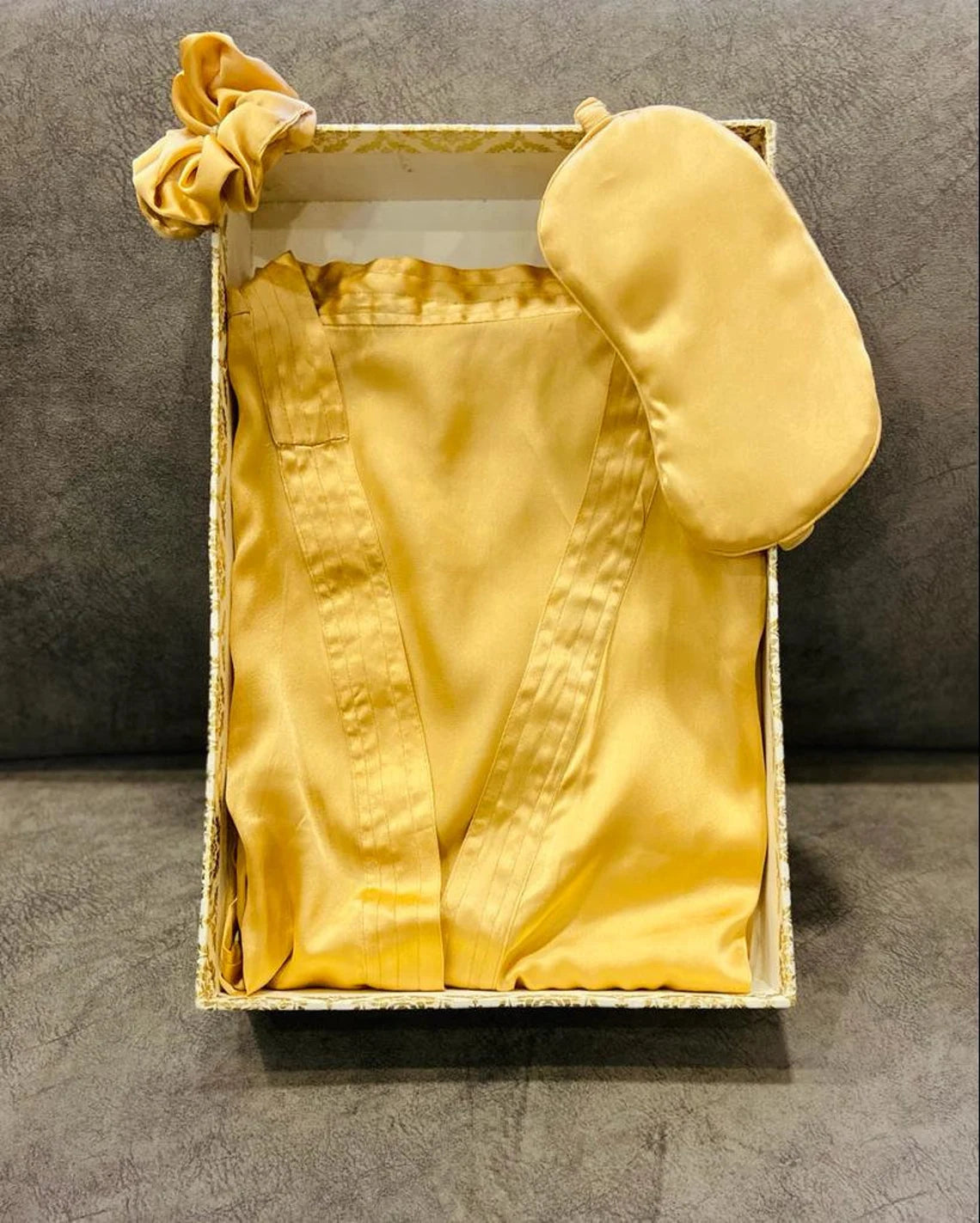 Silky Soft Satin Bathrobe - Yellow