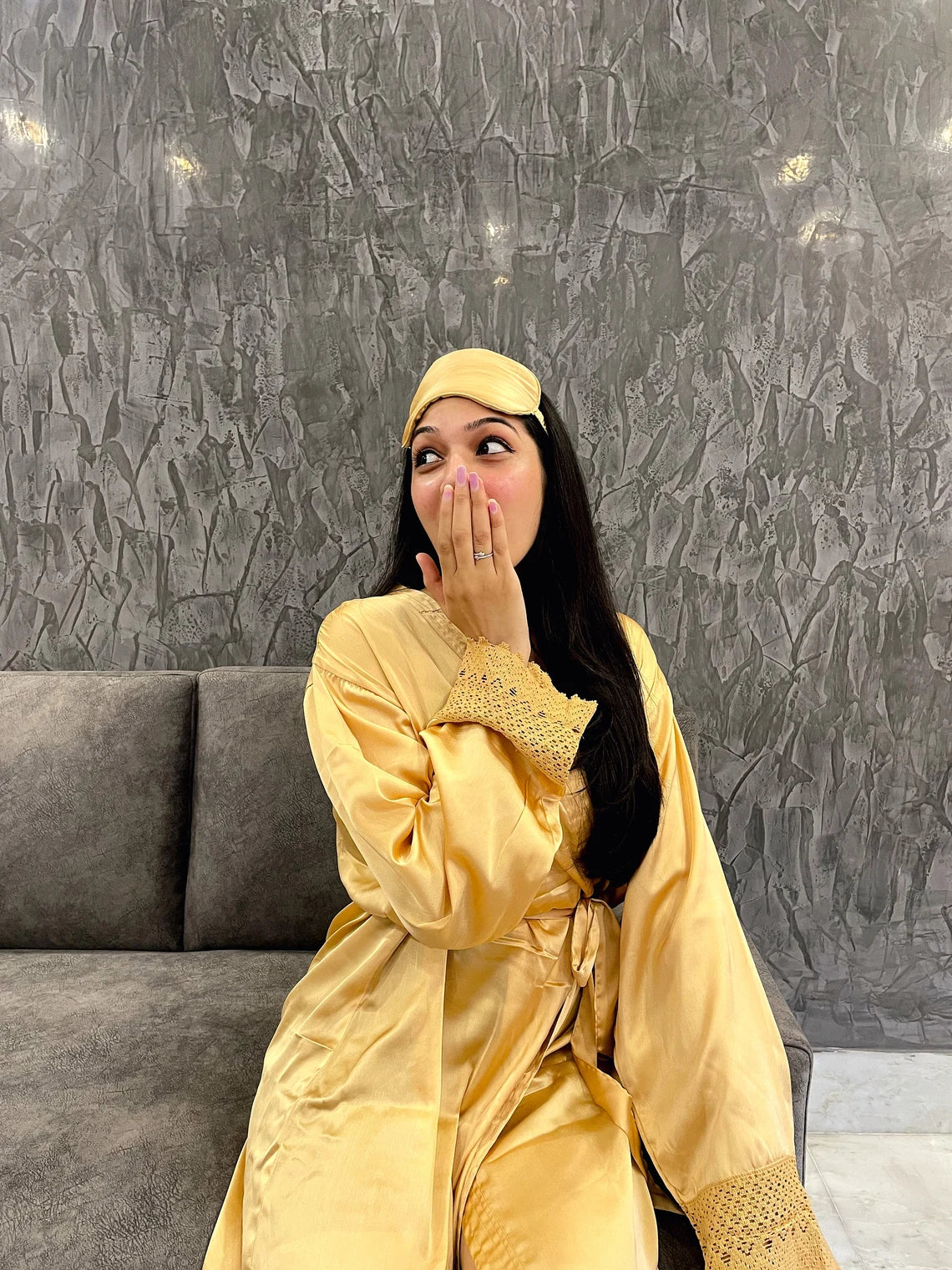 Silky Soft Satin Bathrobe - Yellow