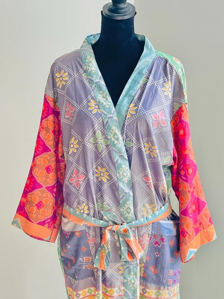 Repurposed Sari Silk Kimono Robe