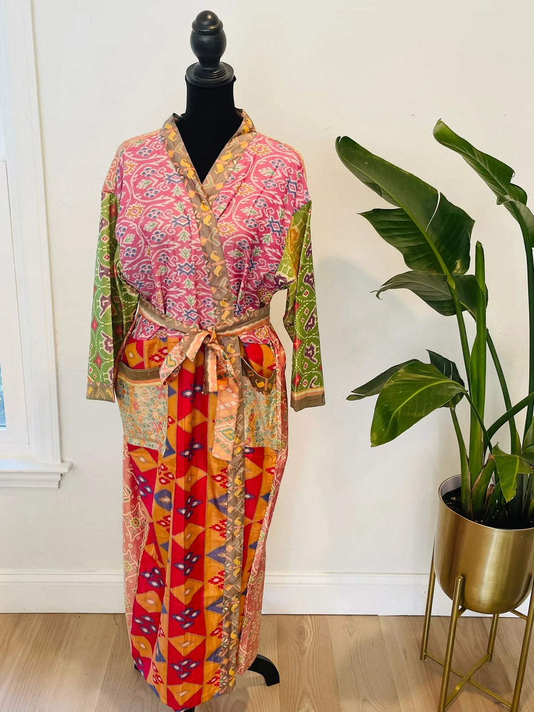 Repurposed Sari Silk Kimono Robe