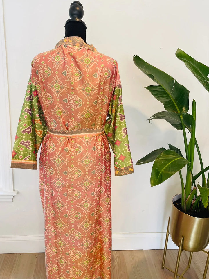 Repurposed Sari Silk Kimono Robe