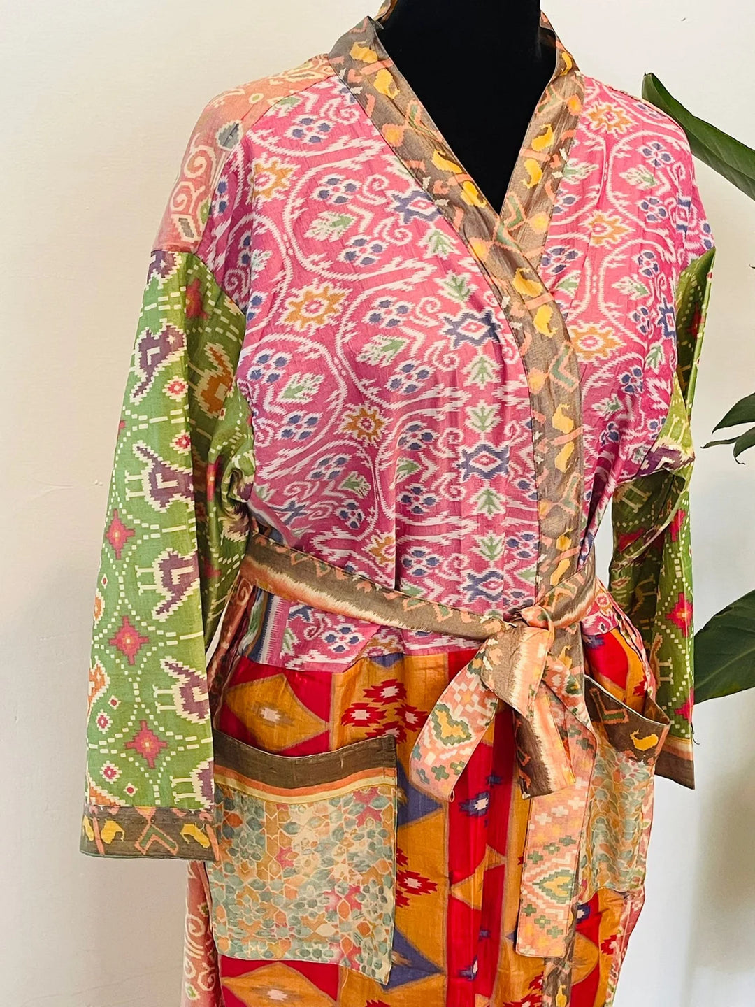 Repurposed Sari Silk Kimono Robe