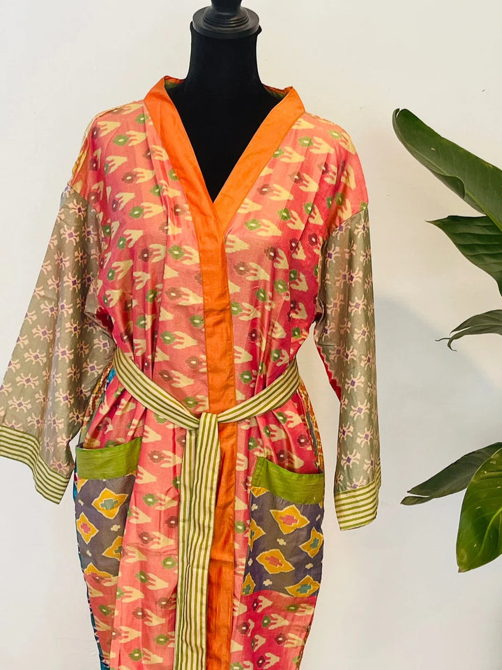 One-of-a-Kind Patchwork Silk Kimono Robe