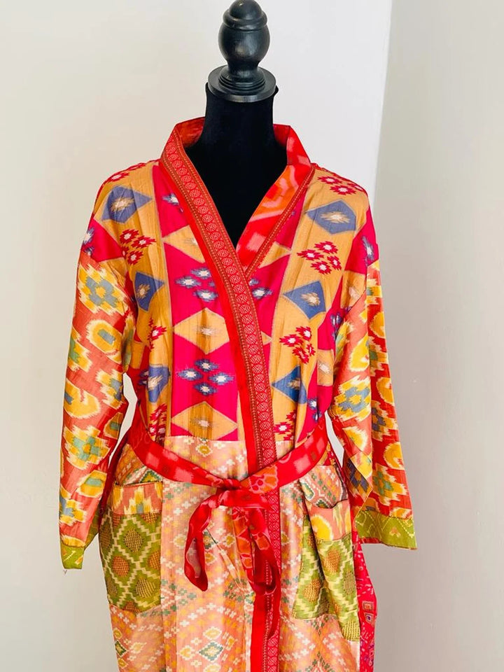 Repurposed Silk Sari Kimono Robe