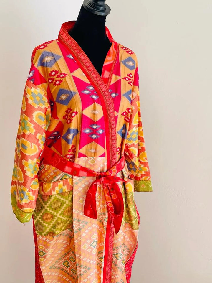 Repurposed Silk Sari Kimono Robe