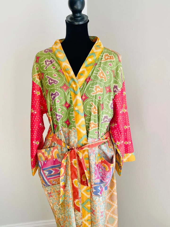 Repurposed Sari Silk Kimono Robe