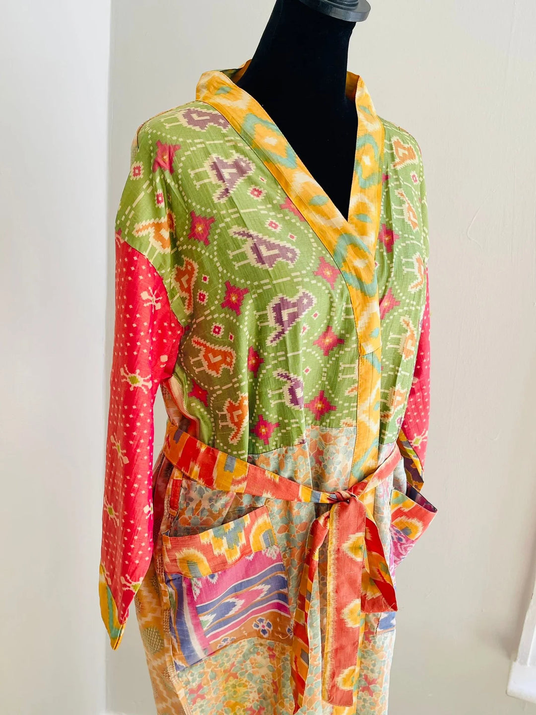 Repurposed Sari Silk Kimono Robe