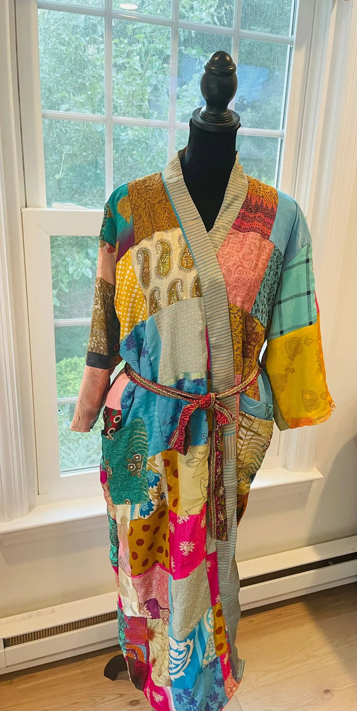 Repurposed Sari Silk Kimono Robe