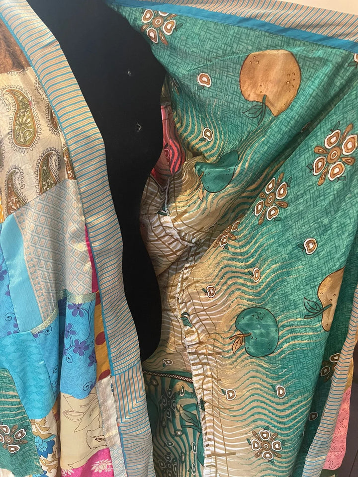 Repurposed Sari Silk Kimono Robe