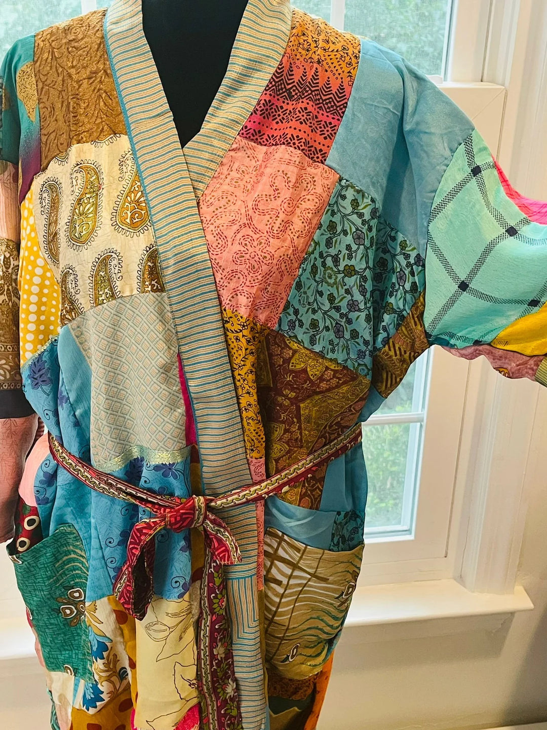 Repurposed Sari Silk Kimono Robe