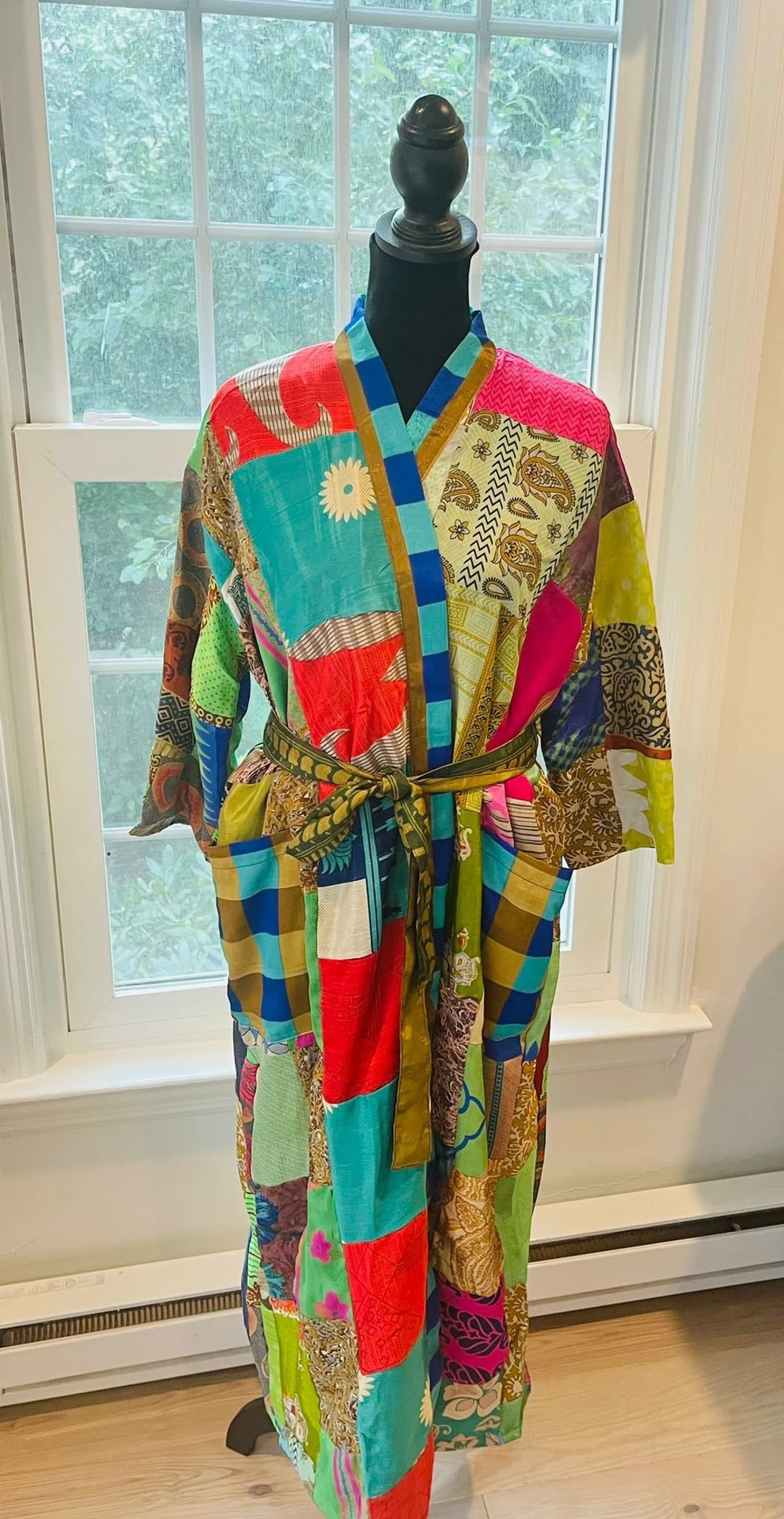 Repurposed Sari Silk Kimono Robe