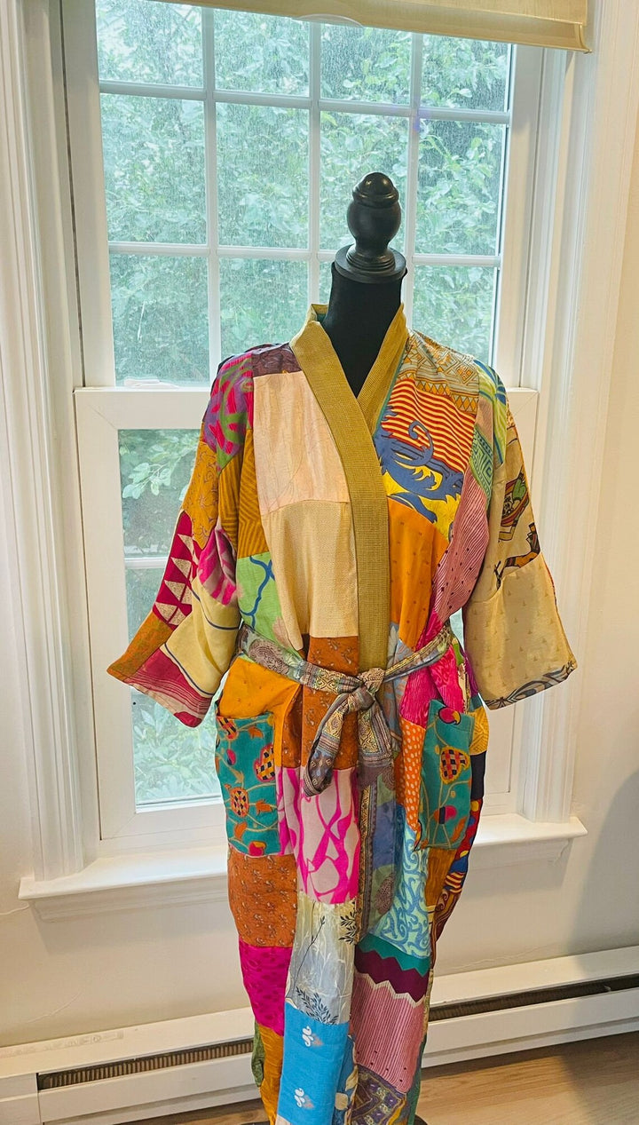 Repurposed Sari Kimono Robe