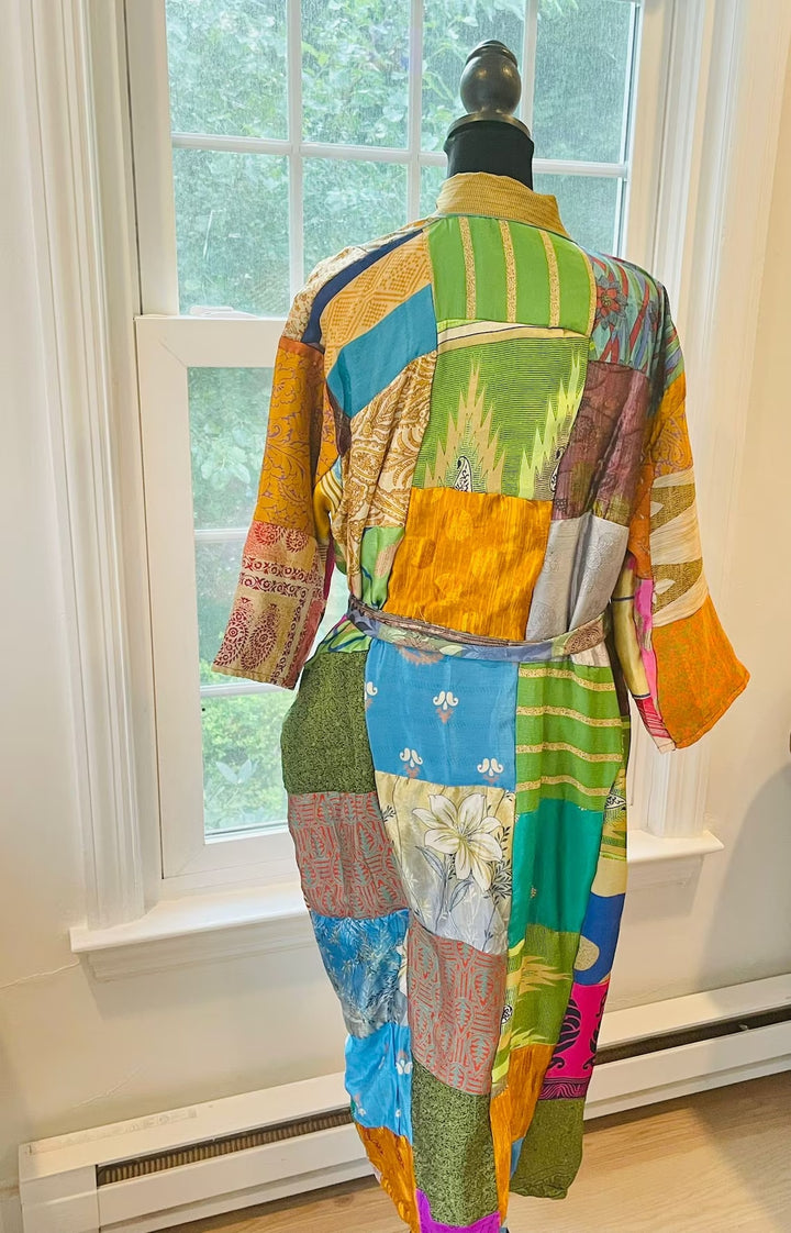 Repurposed Sari Kimono Robe