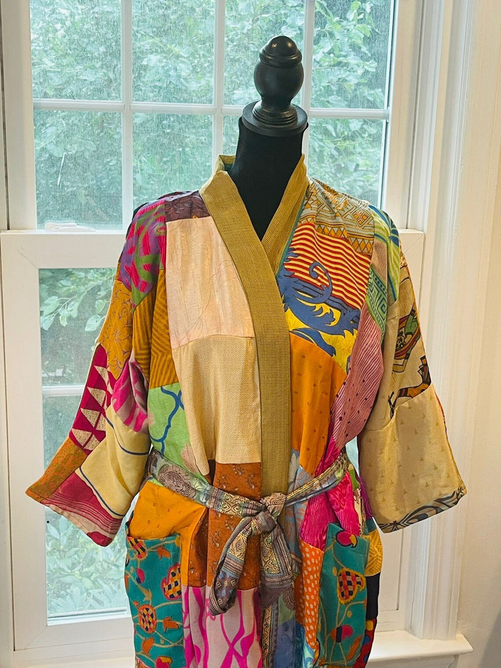 Repurposed Sari Kimono Robe