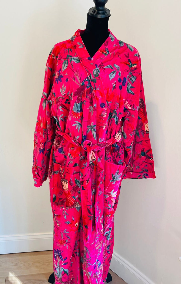 Luxe Pink Bird Print Kimono Robe - As Seen on Our Flag Means Death!