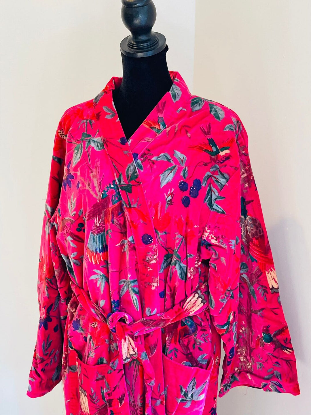 Luxe Pink Bird Print Kimono Robe - As Seen on Our Flag Means Death!