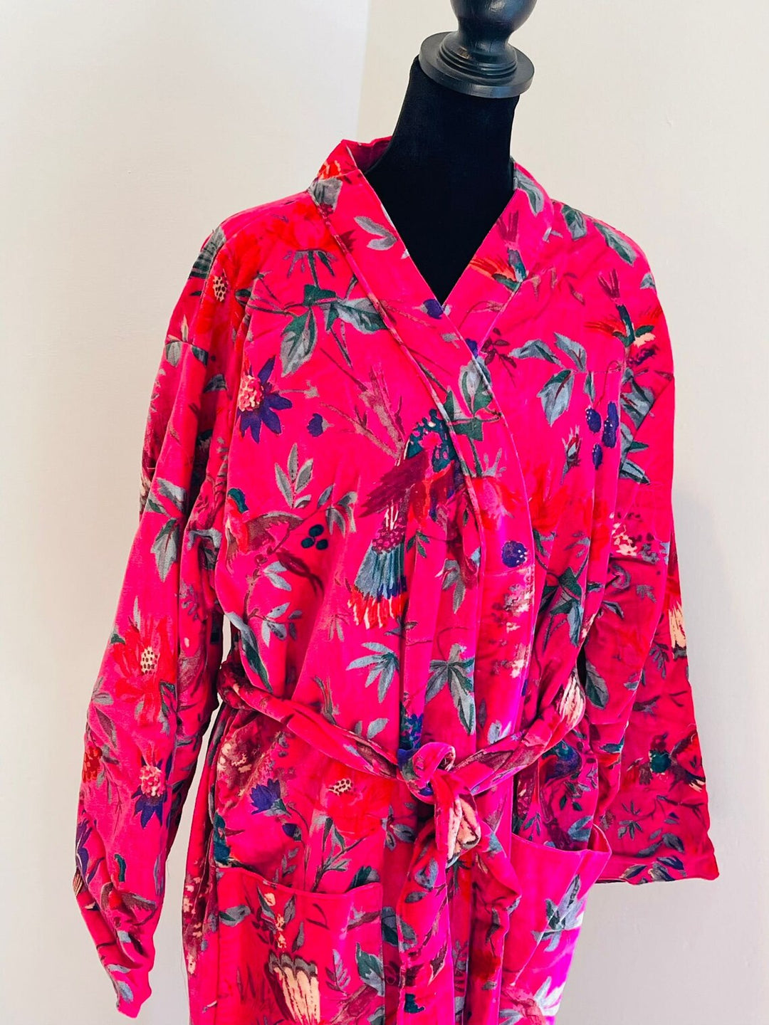 Luxe Pink Bird Print Kimono Robe - As Seen on Our Flag Means Death!