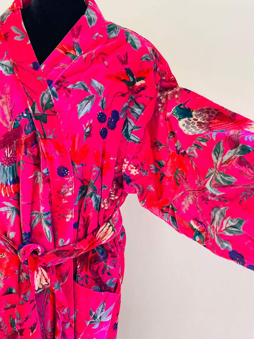 Luxe Pink Bird Print Kimono Robe - As Seen on Our Flag Means Death!