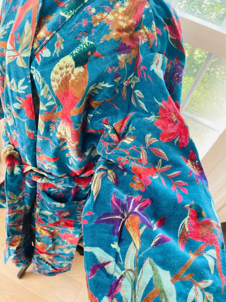 Luxe Bird Print Kimono Robe