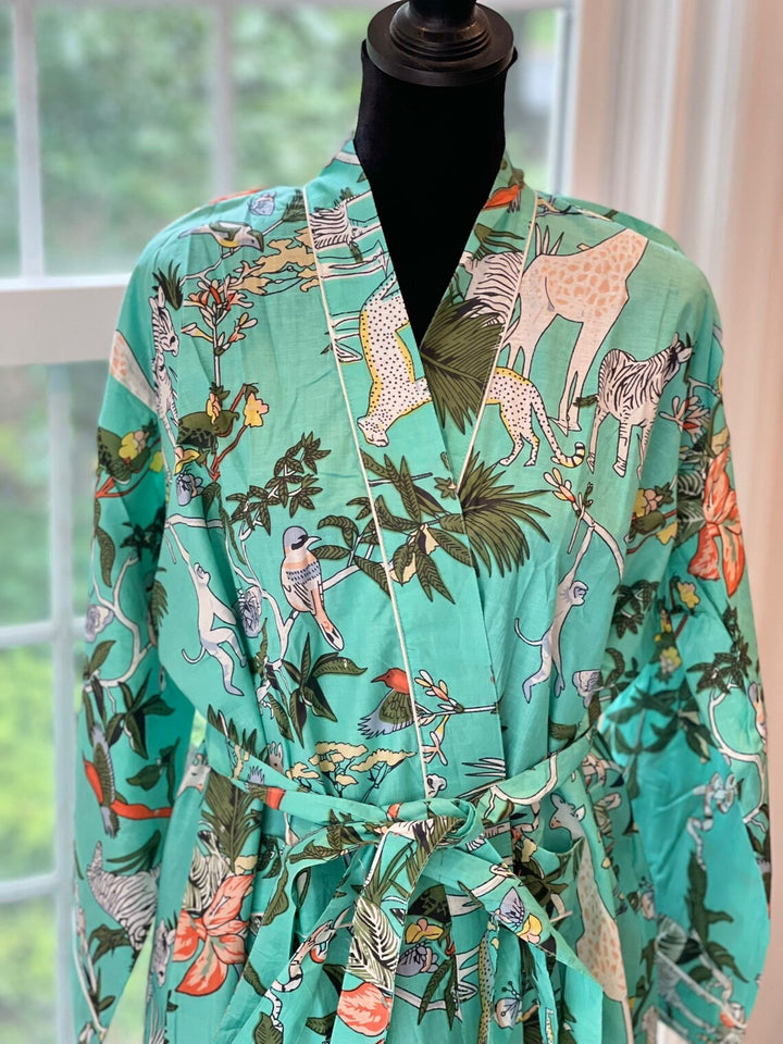 Hand Block Printed Cotton Kimono Robe